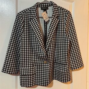 NYC Women's Houndstooth Blazer in Black and White